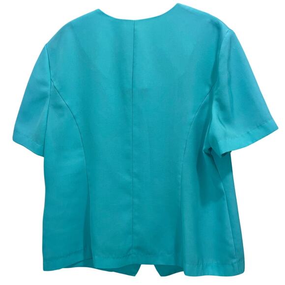 Vintage 90s Teal Boxy Button-Front Top by BFA Classics Women's Size XL - Picture 2 of 8